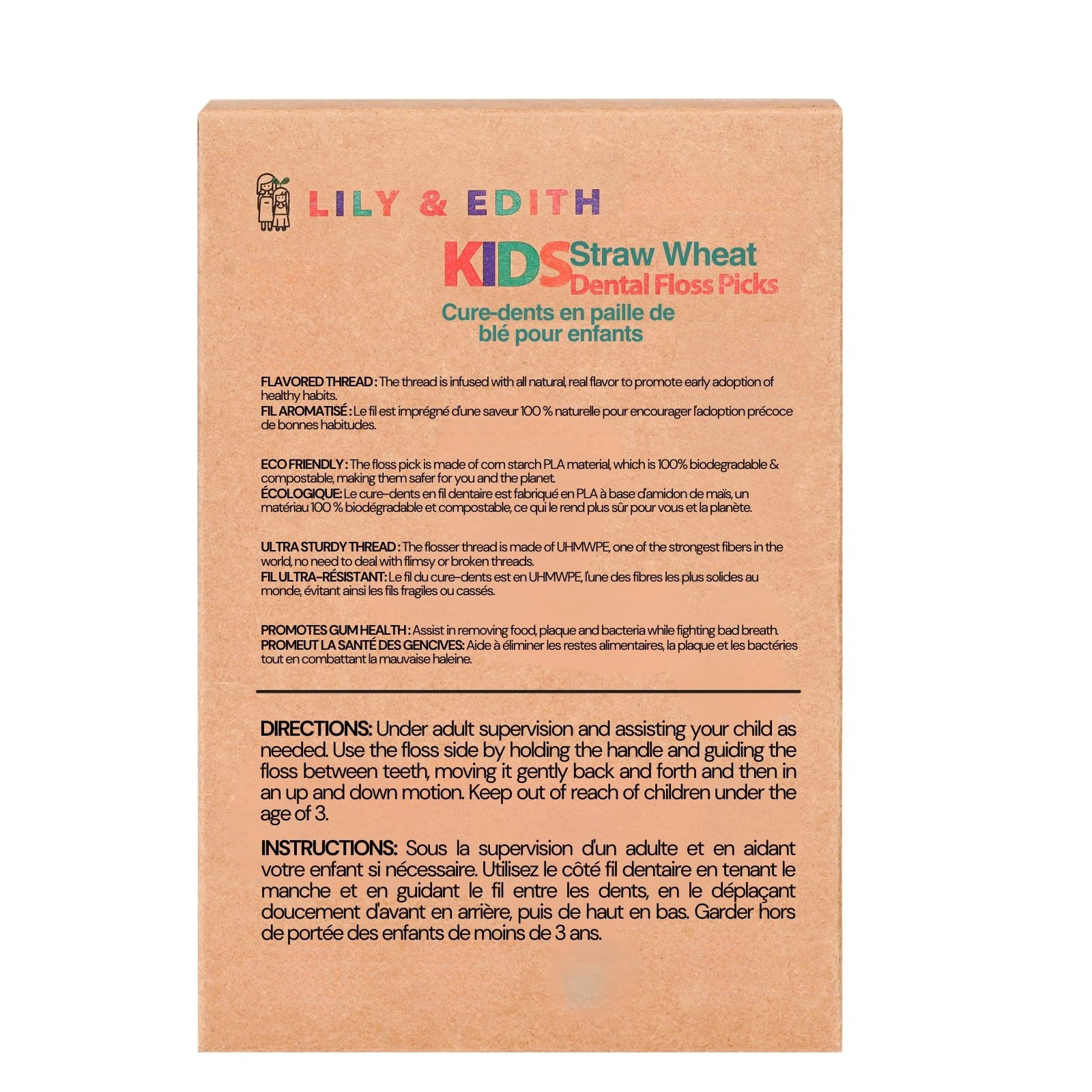 Kids Biodegradable Dental Floss Picks 160 Counts | Penguin Unflavored