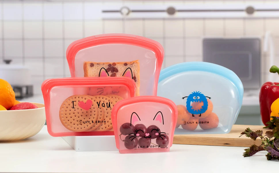 Reusable silicone sandwich bags