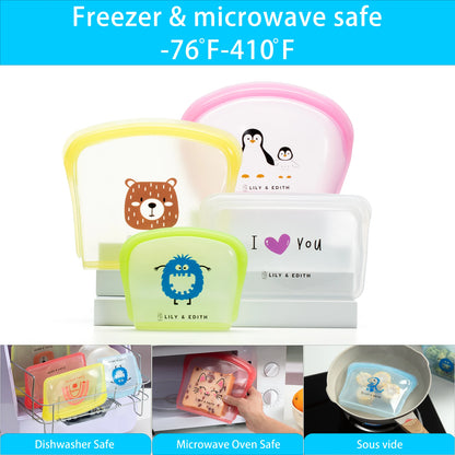 silicone reusable sandwich and snack bag, a sustainable lunch solution for kids and adults, parents, teachers